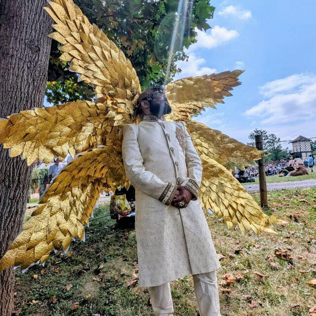 Golden seraphim angel wings - 6 pieces, Halloween costume, cosplay, anime, fairy, photo shoot, large archangel wings