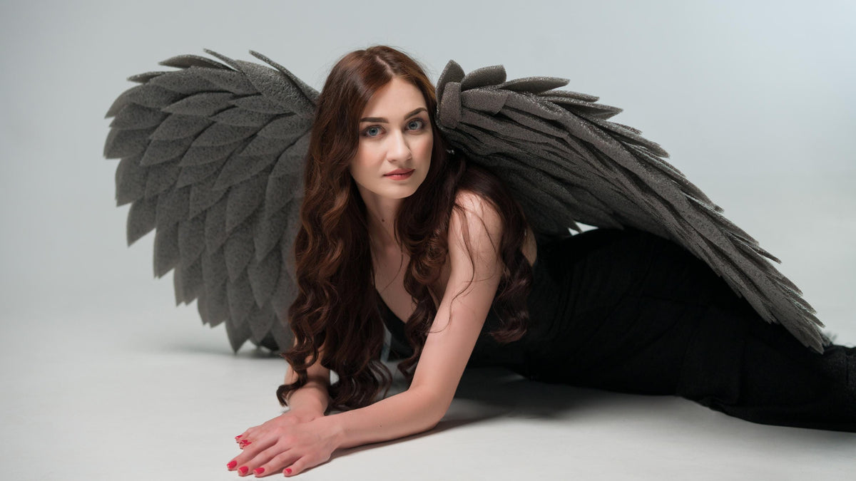 Graphite Angel Wings Handmade Isolon Wings Dark Fairy Wings Gothic Cosplay Halloween Photoshoot Photography Prop