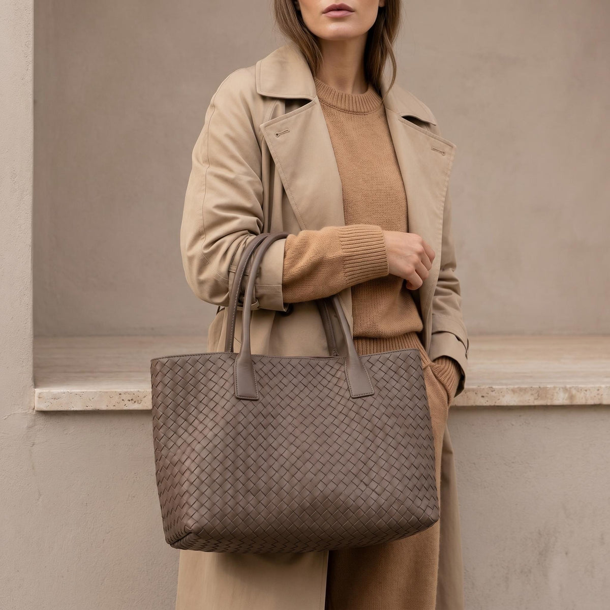 Handwoven Leather Tote Bag, Woven Leather Shoulder Bag, Soft Genuine Leather Purse, Minimalist Quiet Luxury Handbag, Gift for Her