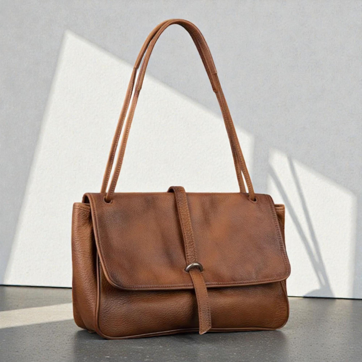 Leather Messenger Crossbody Bag Women, Large Capacity Tote Bag, Genuine Cowhide Shoulder Bag, Retro Work Handbag, Everyday Commuter Purse