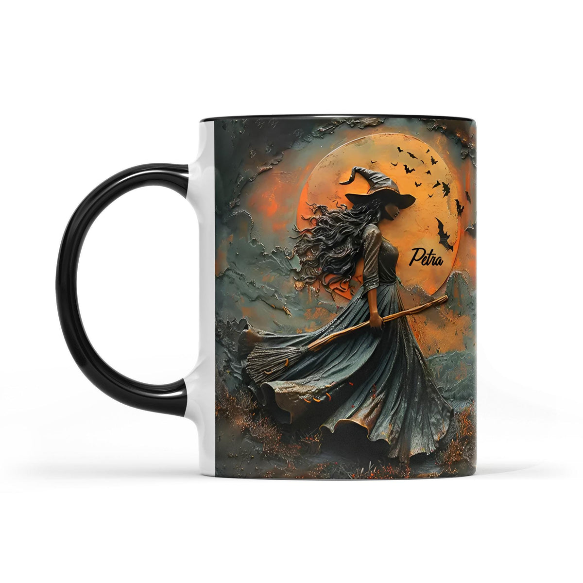Personalized Witch Halloween Mug, Oil Paint Effect Wiccan Coffee Cup, Witchy Gifts Teacup