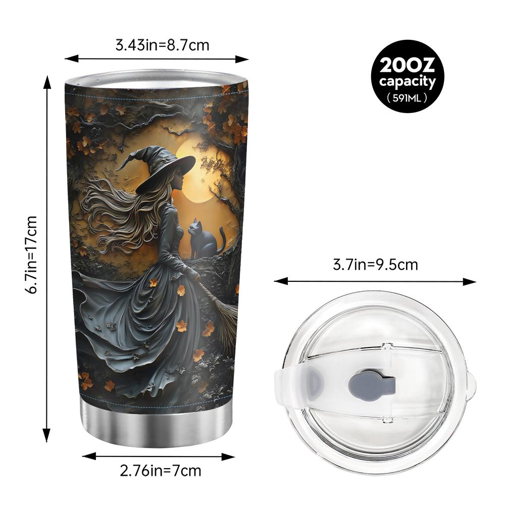 Beautiful Witch Halloween Personalized Witch 20Oz Tumbler, Wiccan Tumbler Oil Paint Effect Witchy Gifts Witchcraft Drinkware Gift for Pagan