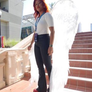 White angel wings adult  costume cosplay sexy  halloween costume  woman arge festival bird wings