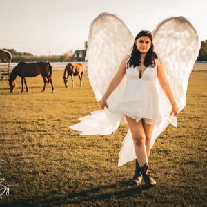 Аngel wings сosplay costume white big girl outfit carnival costume maternity big angel wings sexy wedding photo props