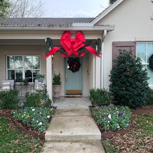 Christmas tree bow, Large Red Bow, Removable Big Bow, Wall or Door Decoration, Formal Wedding Decor, Winter Facade & Room Decoration