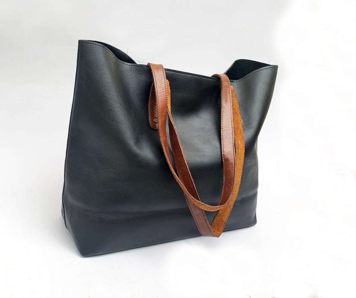 Black leather tote bag for women purse large work shoulder bag SALE handbag laptop bag women gift for her bridesmaid mother wife birthday