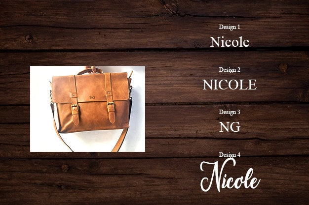 We also offer personalisation on our bag. The leather bag can be personalised with silver embossing or engraving. You can personalise your name or initials or even an image or logo. We offer multiple font options and can do other fonts of your choice