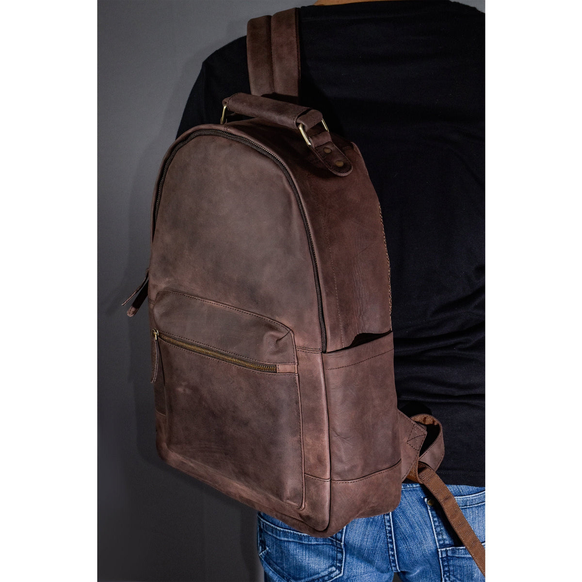Handmade Full Grain Leather Backpack: 17" Laptop Rucksack Women Men Soft leather Vintage look