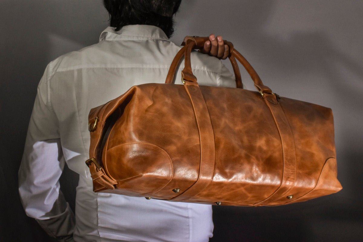 leather duffel bag men leather weekender bag HUSBAND gym gift for him weekend duffle holdall overnight bag holdall bag boyfriend husband son Light Tan