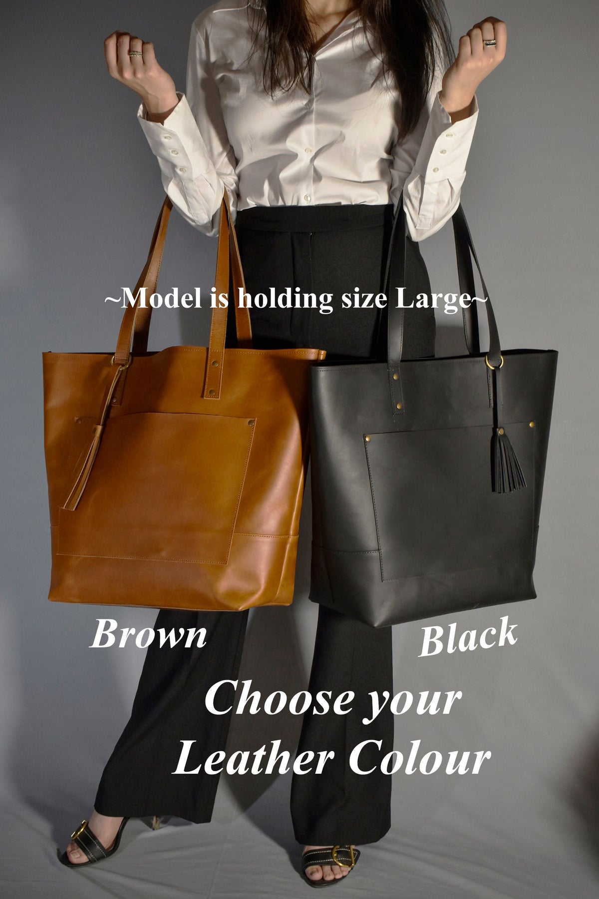 Handmade leather tote bag: Zippered Cowhide purse, Travel Crossbody image 6