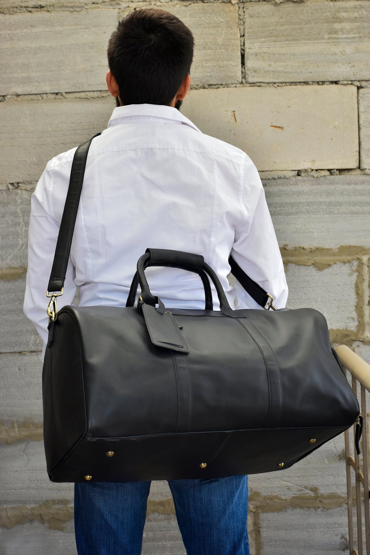 Leather weekender bag men duffel bag travel bag for him overnight bag leather gym bag oversized weekend personalized gift him holdall FATHER image 4