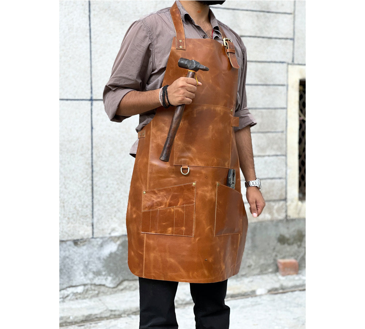 Genuine leather apron for men BBQ barbecue aprons chef kitchen apron Butcher apron Personalized Blacksmiths woodwork crafts work grilling image 1