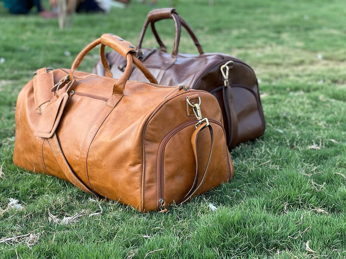 Full Grain Leather Duffel Bags, Monogrammed leather weekender bags, Leather overnight bags holdall Personalized Christmas weekend travel bag image 3