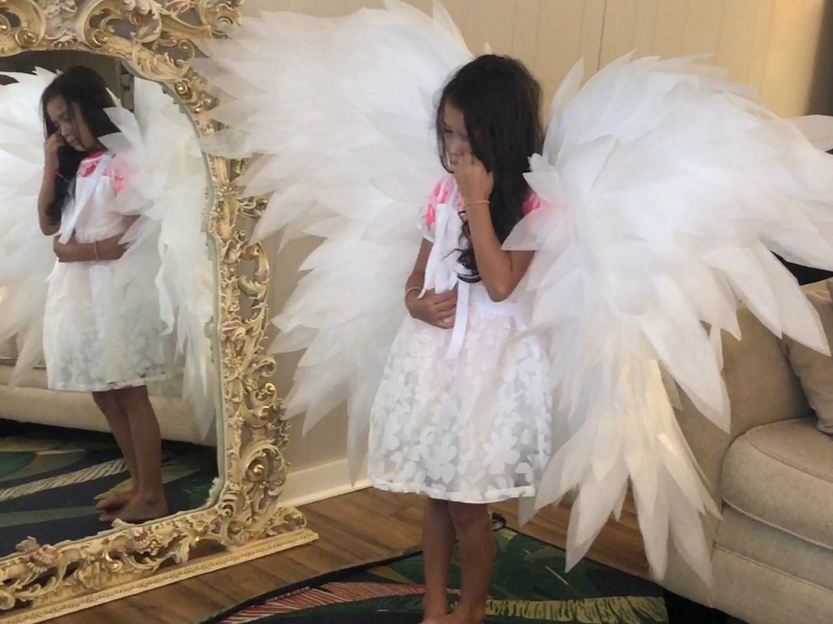 Angel wings costume cosplay white bird wings cosplay birthday outfit halloween party Christmas cupid costume baby girl image 8