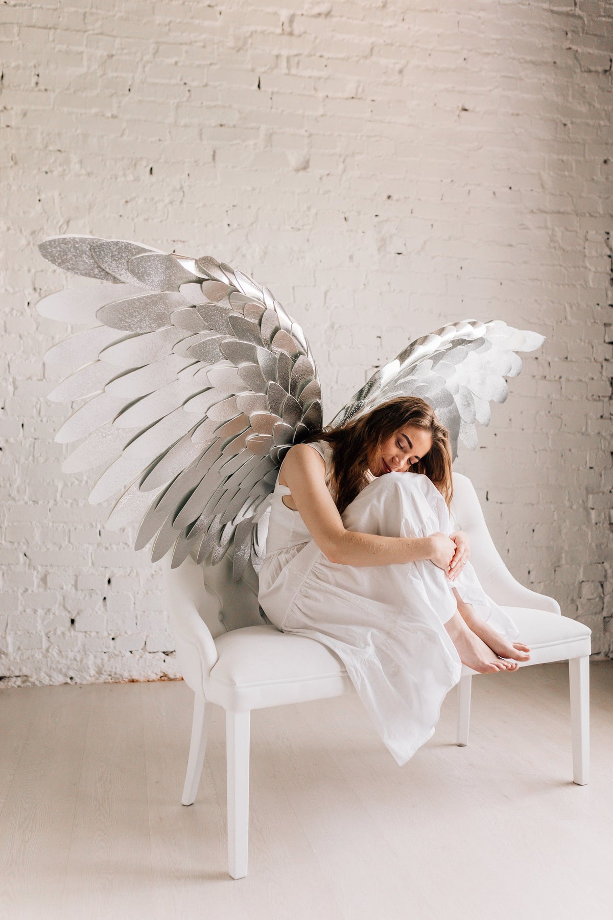 Silver Angel Wings Costume: Large Demon Wings, Halloween Carnival image 1