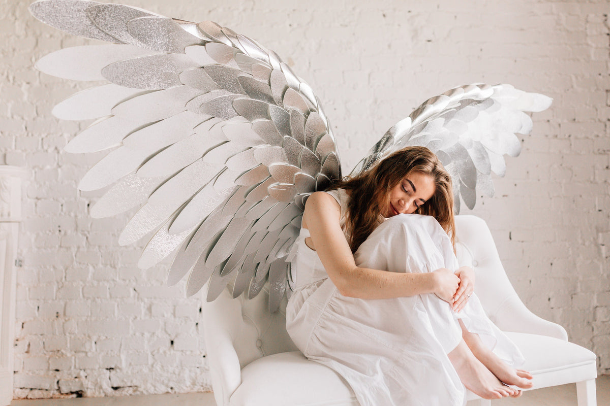 Silver wings adult costume cosplay golden birthday iridescent wings angel wings girls woman large wings phoenix costume image 4