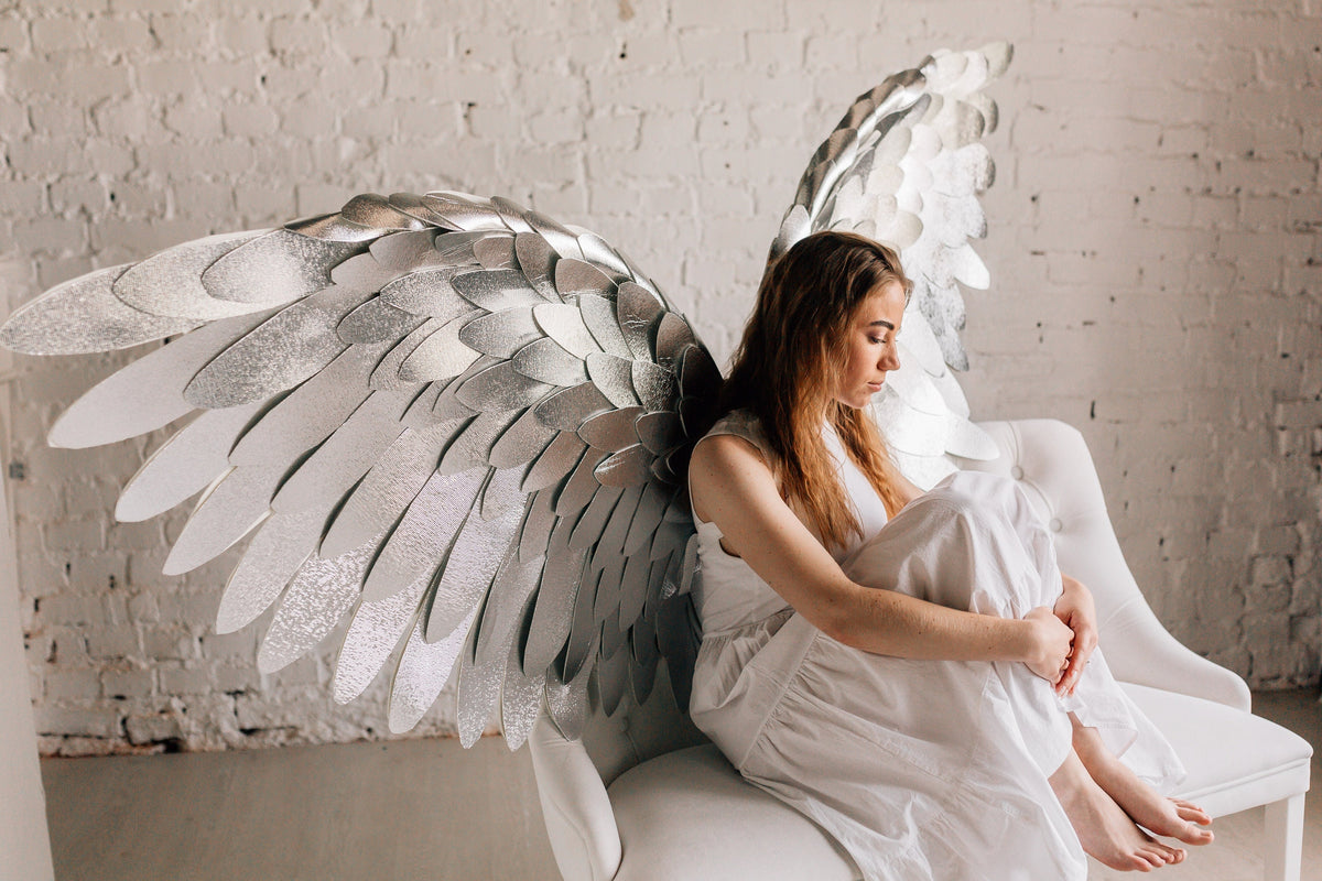 Silver wings adult costume cosplay golden birthday iridescent wings angel wings girls woman large wings phoenix costume image 1