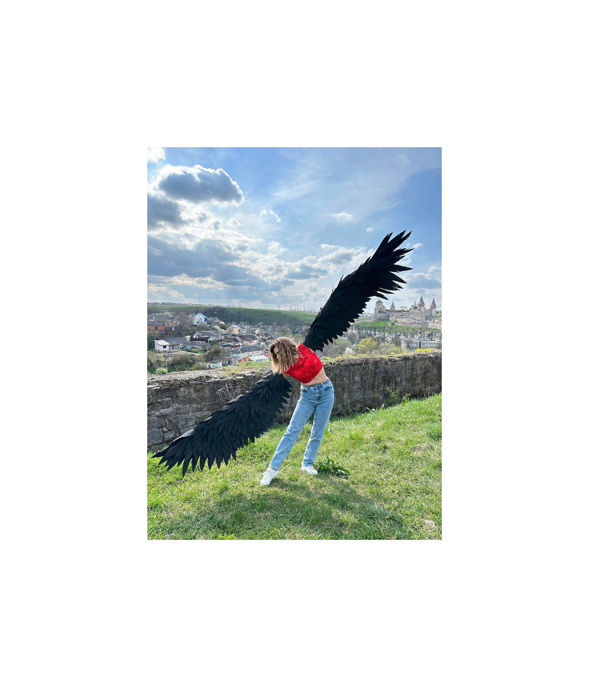 Black wings and tail cosplay costume adult costume, Hand wings, Flexible hand wings, Halloween costume, Black bird costume