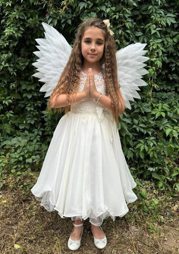 Little angel wings costume for girl, white angel, little fairy, carnival fairy costume