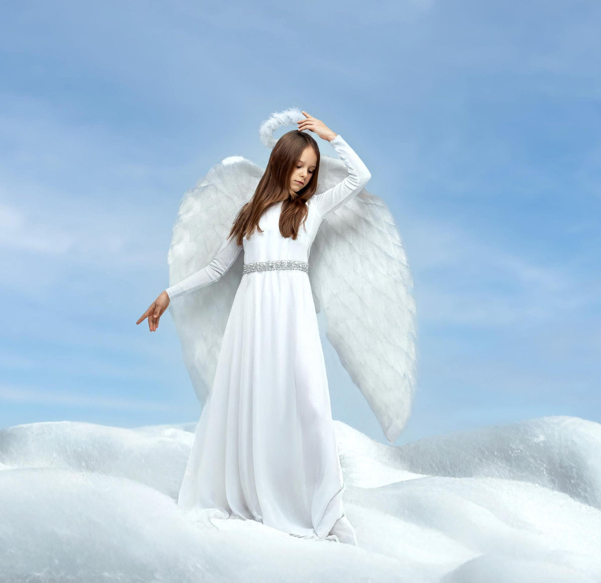 Angel wings costume + halo headpiece,  cosplay white angel bird wings wings cosplay photo props birthday outfit girl