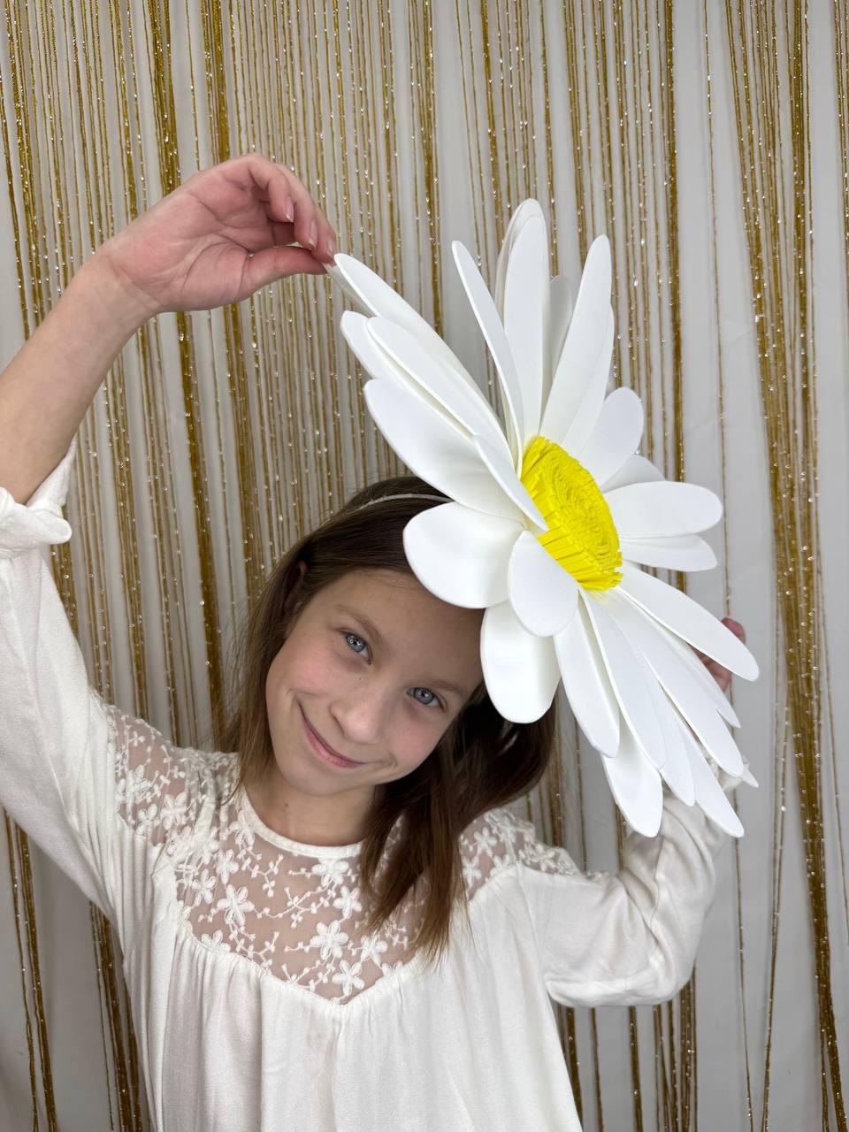 White Daisy Flower Crown, Spring Floral Hairband, Flower Girl Headpiece