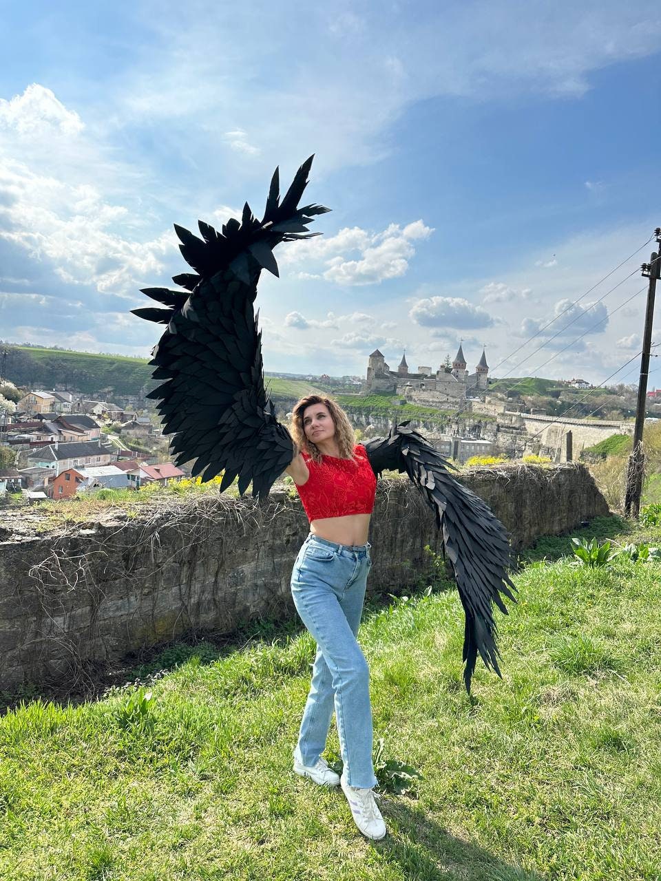 Black Angel Wings Hand Costume | Dark Gothic Wings for Women Men | Halloween Cosplay Accessory | Big Black Costume Wings