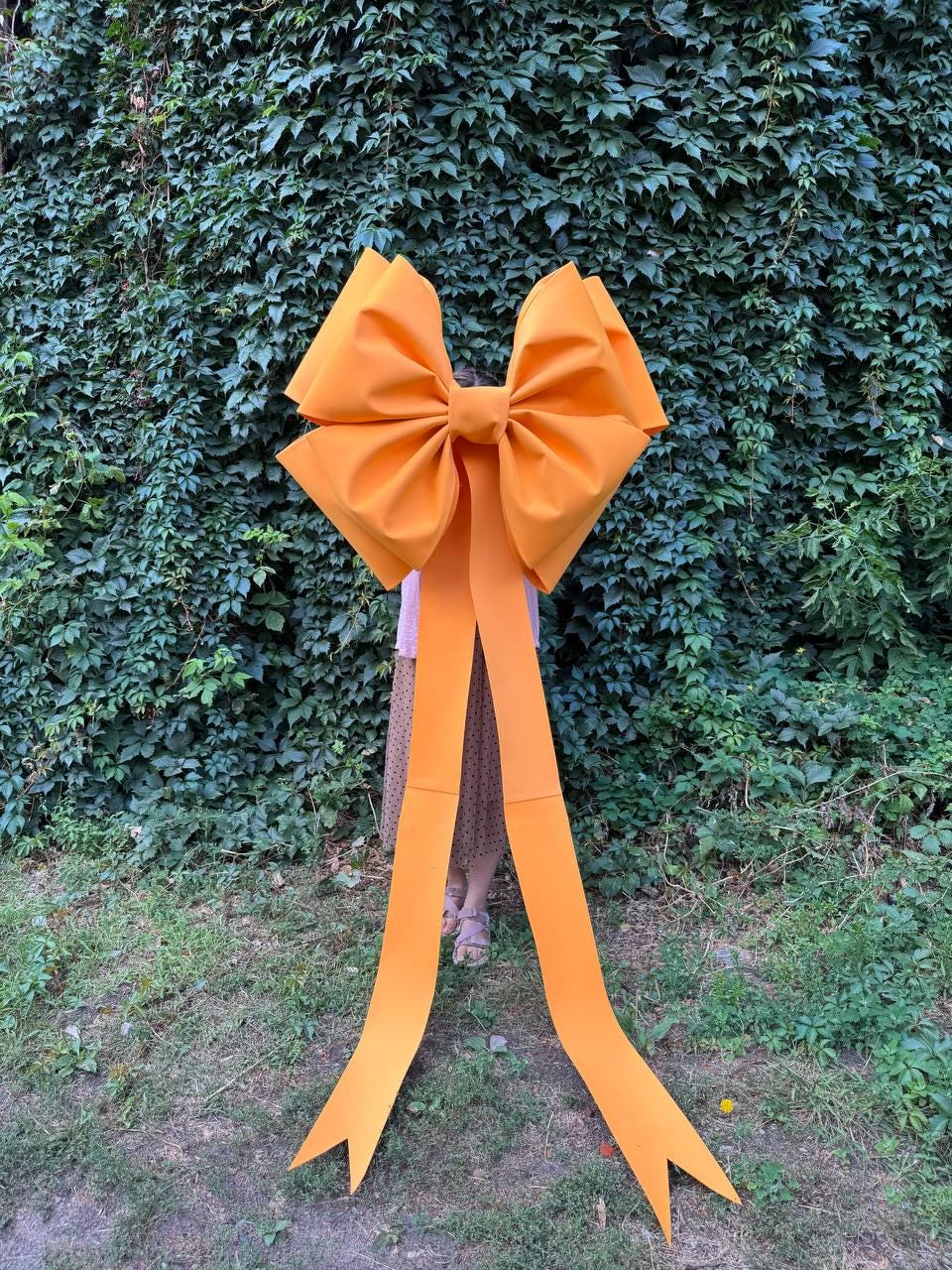 Orange Decorative Bow, Autumn Door or Wall Decoration, Fall Wedding & Thanksgiving Home Decor
