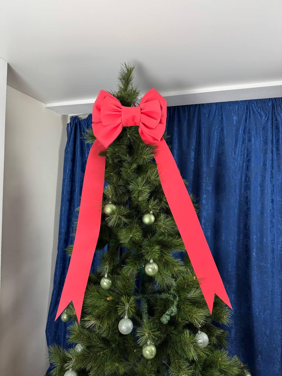 Christmas Tree Topper Bow – Large Round Bow for Christmas Tree Decoration, Holiday Tree Bow, Christmas in July Ornament