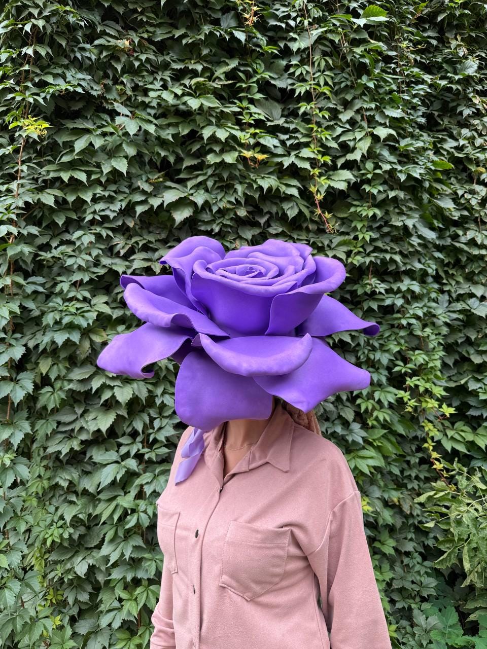 Purple Rose Flower Hat – Carnival Costume Headpiece, Festival Floral Hat, Photo Shoot Accessory