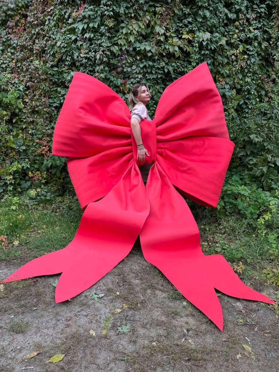 Large Red Bow | Giant Decorative Bow for Door, Wall or Gift | Holiday Christmas Party Decor | Big Red Ribbon Decoration
