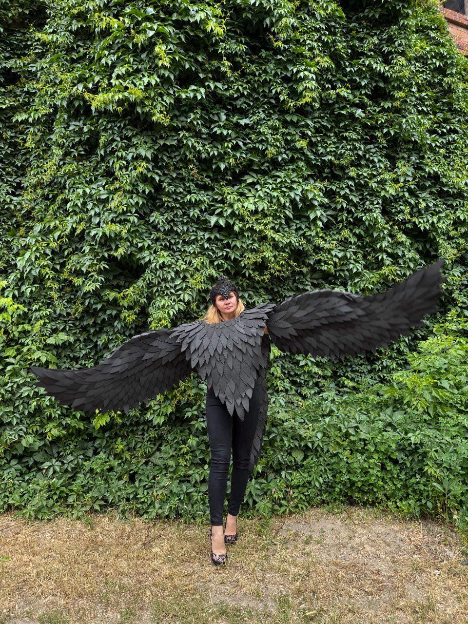 Gothic Black Angel Wings for Halloween – Adult Costume Cosplay Wings for Men and Women image 1
