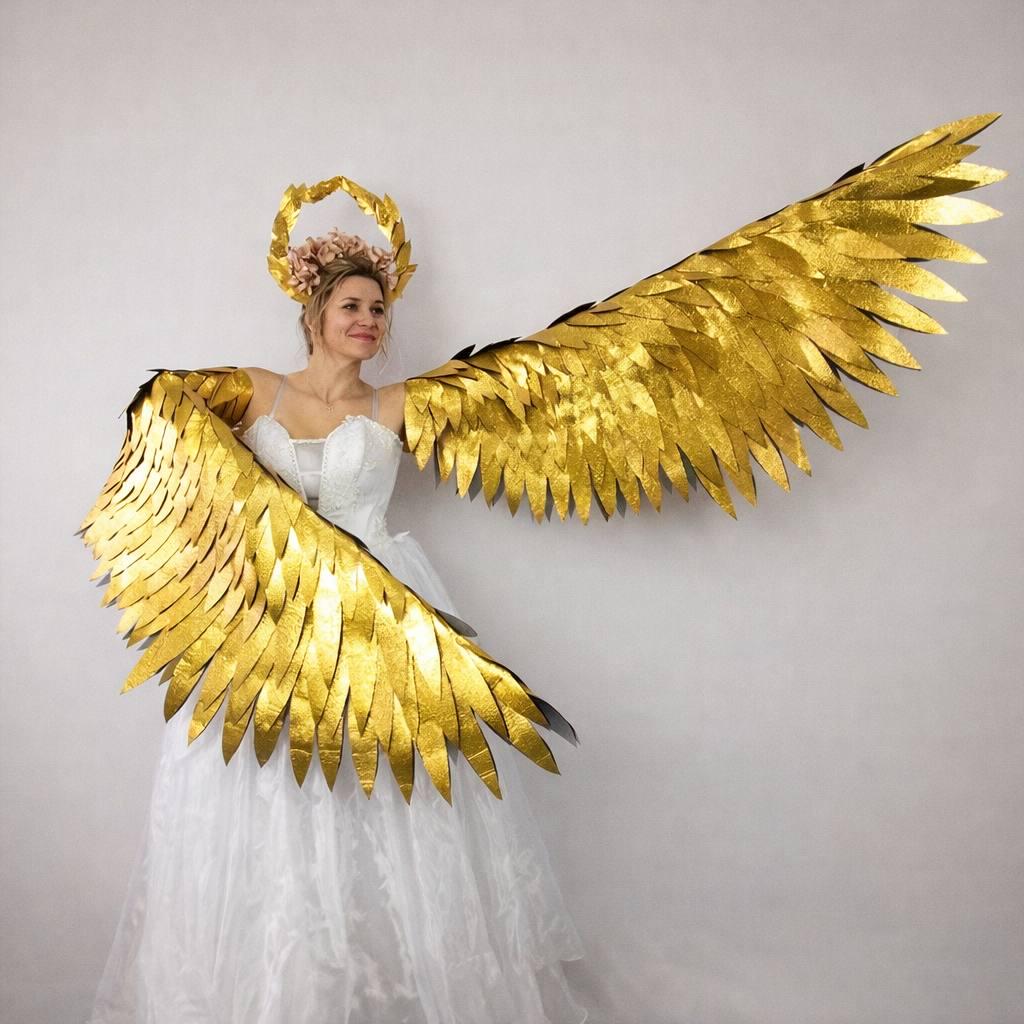 Gold Phoenix Wings Costume, Bird Angel Wings for Adults & Teens, Fantasy Cosplay Wings for Halloween image 1