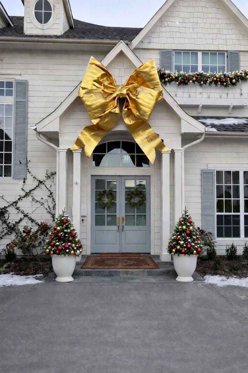 Giant Gold Bow, Large Gold Bow for Door, Big Golden Christmas Bow, Large Wedding Bow, Oversized Gold Decoration, Holiday Party Decor image 1