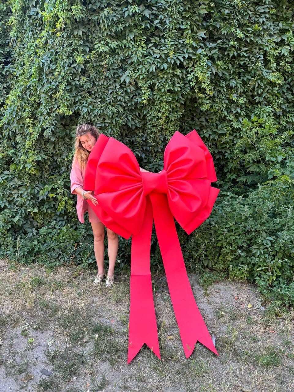 Large Red Bow, Giant Christmas Bow for Car and Wall, Oversized Holiday Decor, Big Bow Decoration, Red Car Accessory