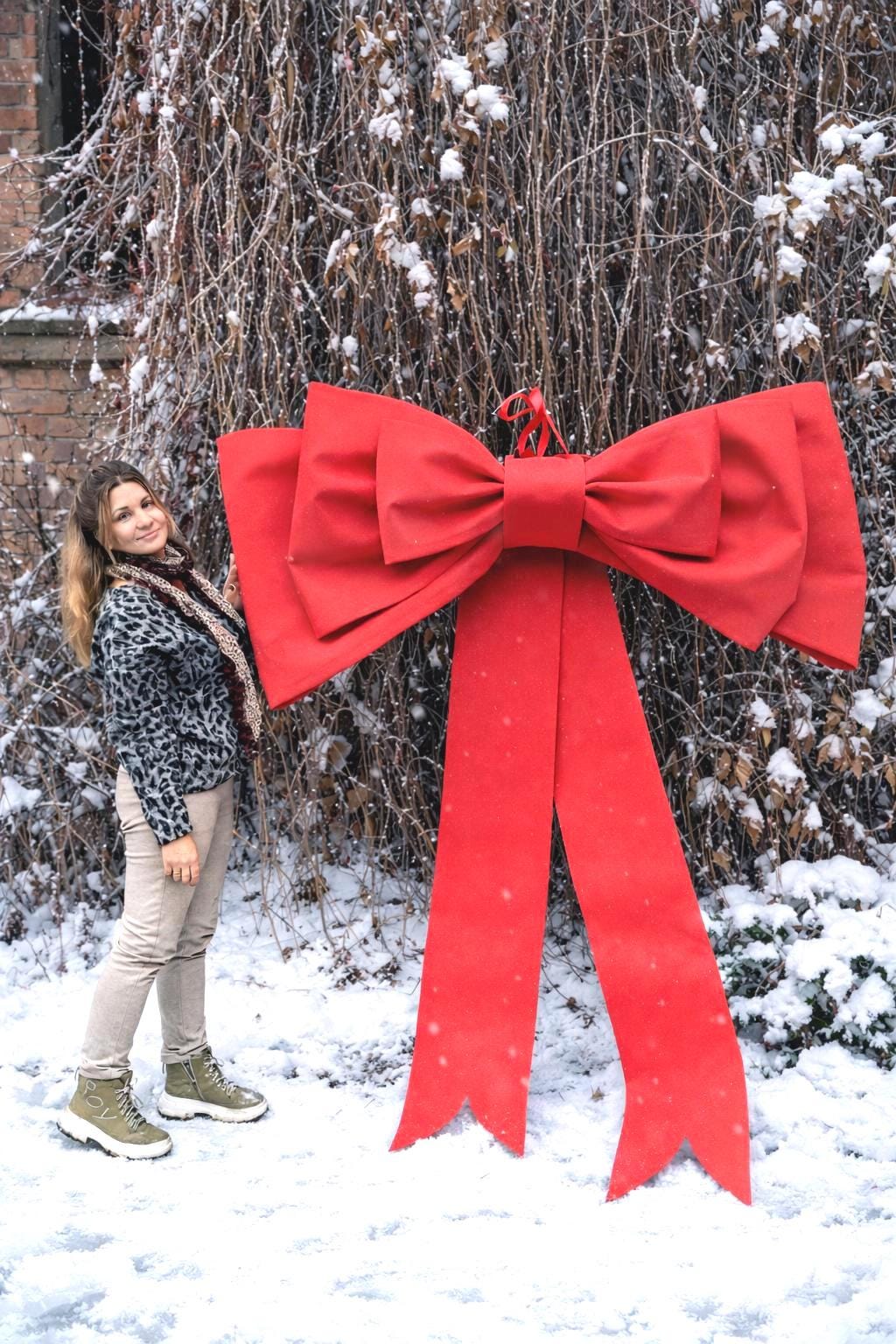 Giant Red Bow for Outdoor Decor – Big Christmas Gift Bow, Front Door or Wall Decoration image 1