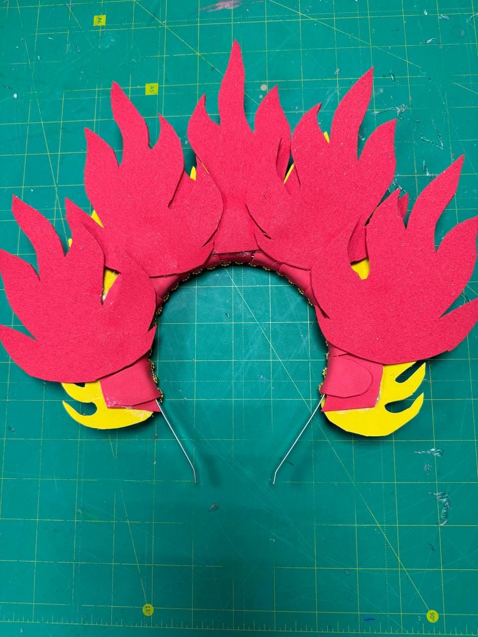 Fire Crown Winter Headpiece, Gold Red Flame Headdress, Christmas Holiday Headband for Costume, Festive Party Accessory image 3