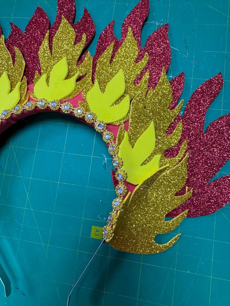 Fire Crown Winter Headpiece, Gold Red Flame Headdress, Christmas Holiday Headband for Costume, Festive Party Accessory image 6