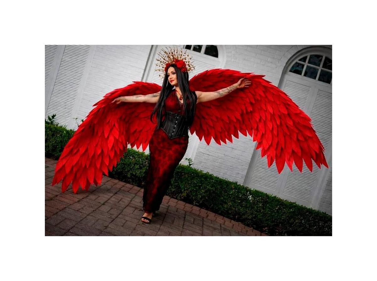 Red Wings Cosplay Costume, Angel or Demon Gothic Fairy Wings for Anime Costume, Fire Inspired Costume Wings
