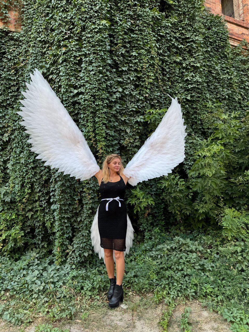 Bird Wings Adult Costume, Arm Wings for Cosplay, White Eagle Fantasy Wings, Stage Bird Costume image 2