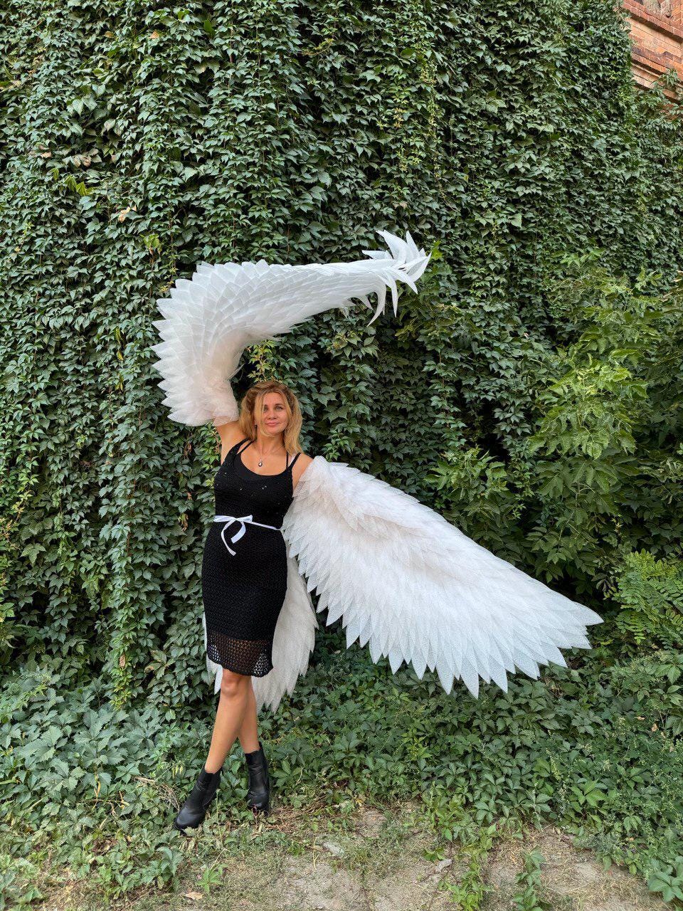 Bird Wings Adult Costume, Arm Wings for Cosplay, White Eagle Fantasy Wings, Stage Bird Costume image 8