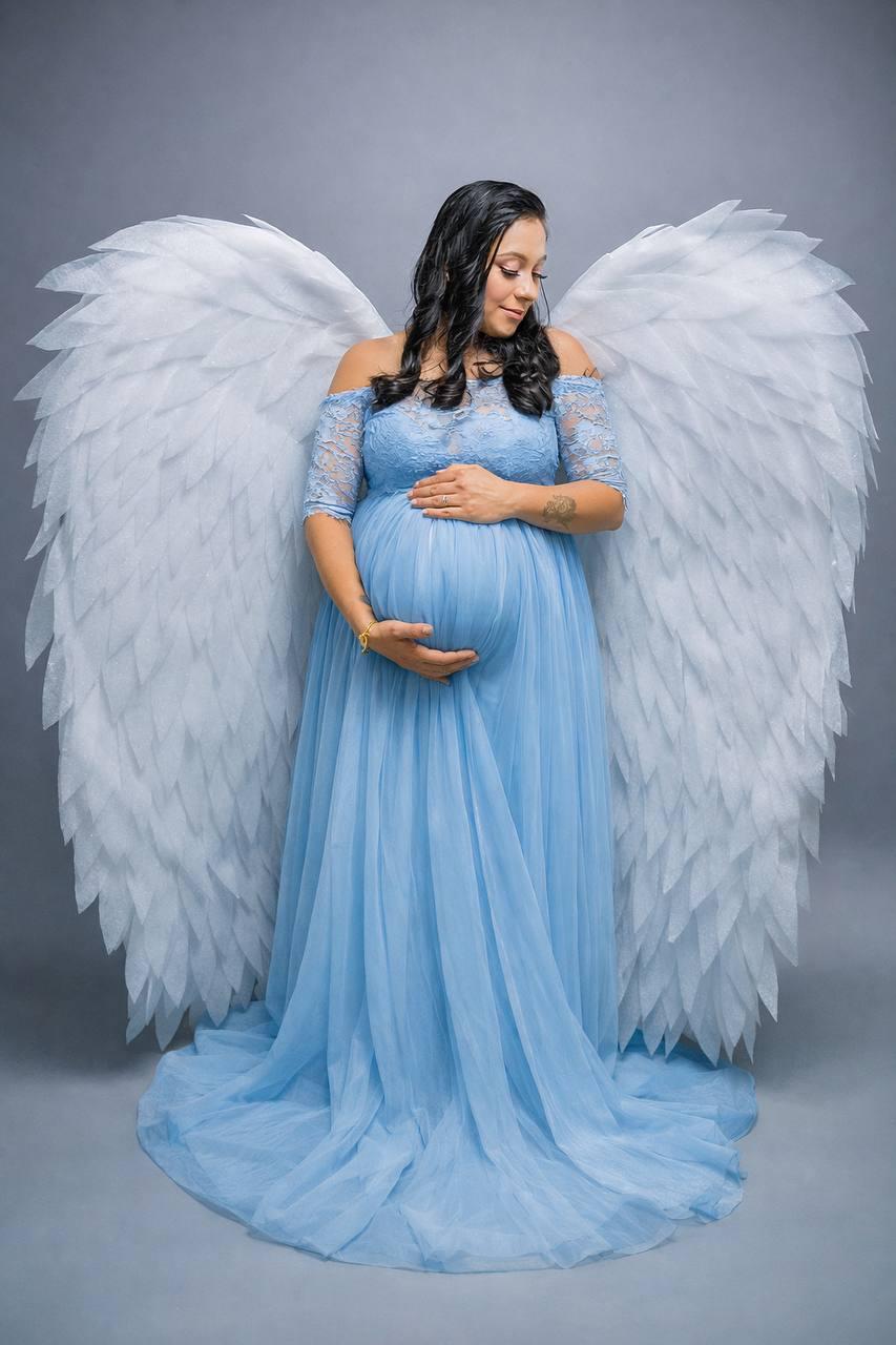 White Angel Wings 75 Inch Costume, Large Photo Prop for Pregnancy Photoshoot, Wedding, Fantasy Cosplay image 12