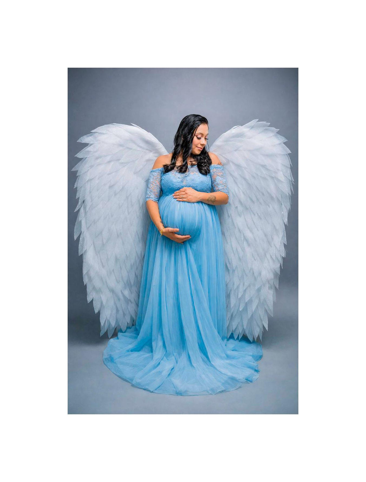 White Angel Wings 75 Inch Costume, Large Photo Prop for Pregnancy Photoshoot, Wedding, Fantasy Cosplay image 1
