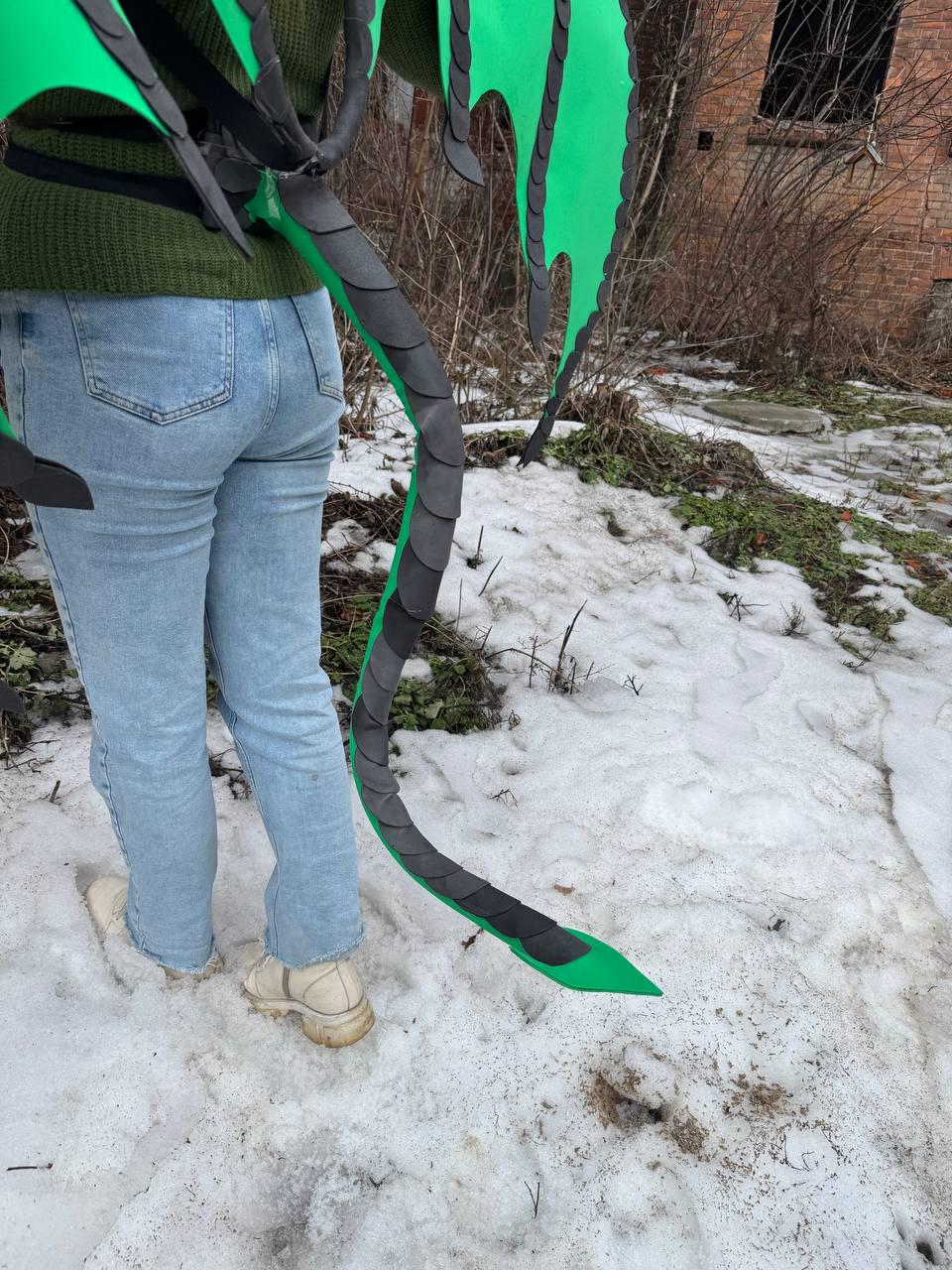 Dragon Cosplay Wings and Tail Set, Dragon Costume, Green Dragon Wings, Dragon Tail, Fantasy Dragon Outfit image 14