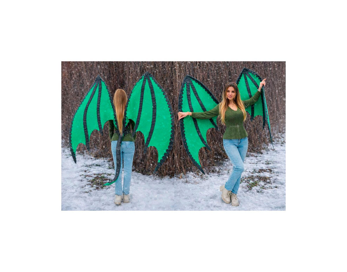 Dragon Cosplay Wings and Tail Set, Dragon Costume, Green Dragon Wings, Dragon Tail, Fantasy Dragon Outfit image 2