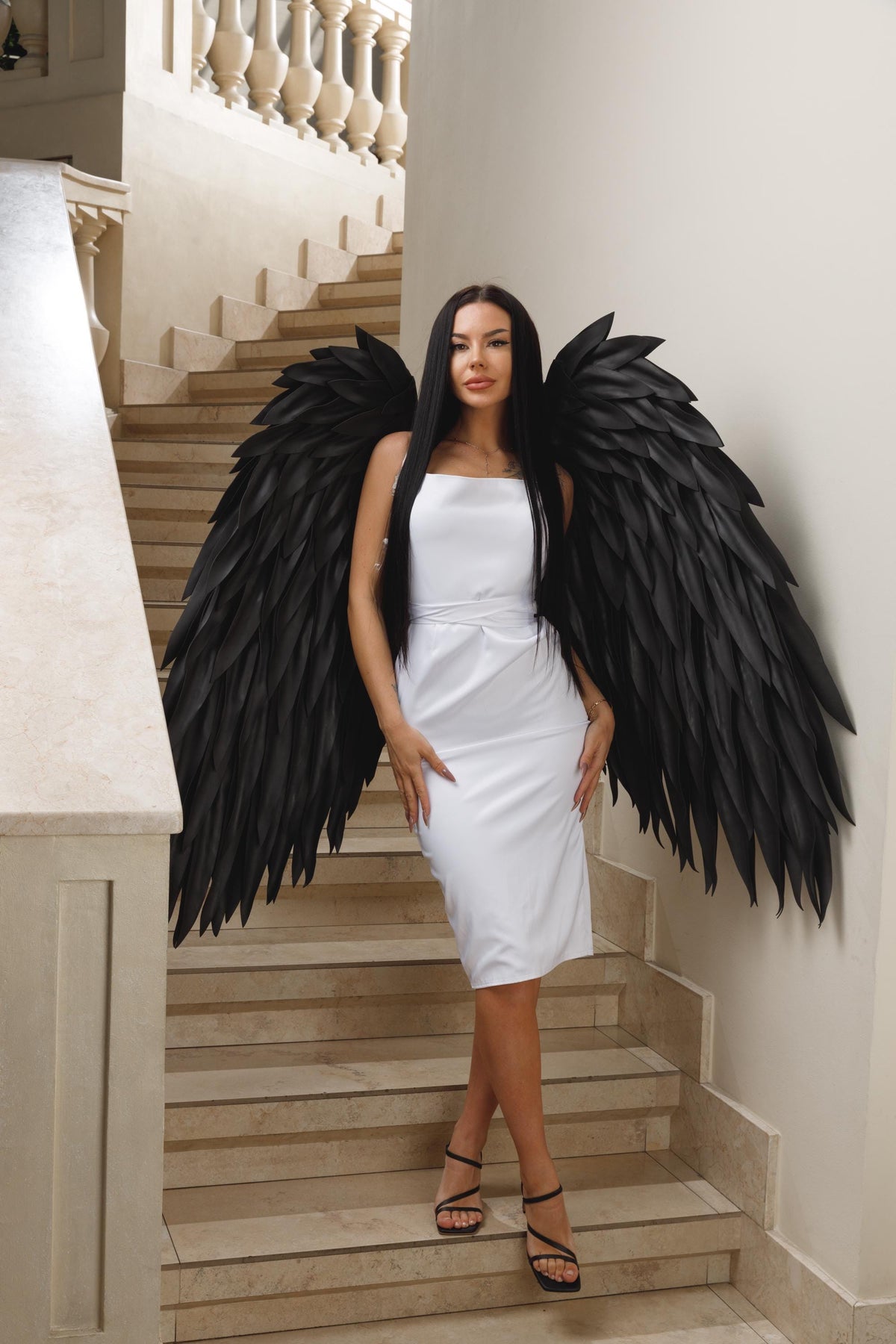 Black angel wings - black demon wings - Huge Black Angel Wings – Halloween Costume Accessory image 8