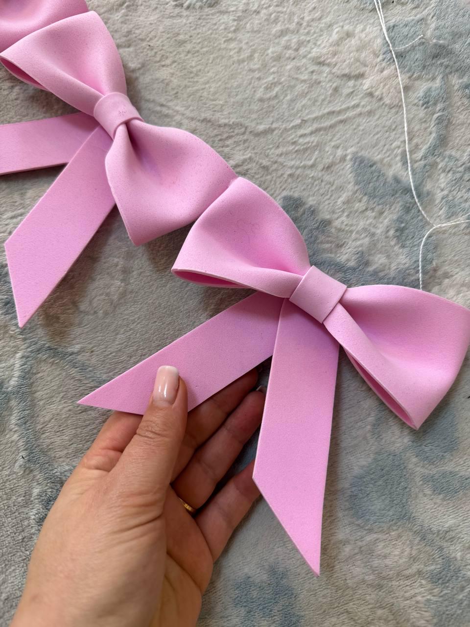 Pink Bow Garland, Bow Banner Party Decor, Birthday Wall Decoration, Baby Shower Garland, Wedding Bow Bunting, Nursery Decor image 3