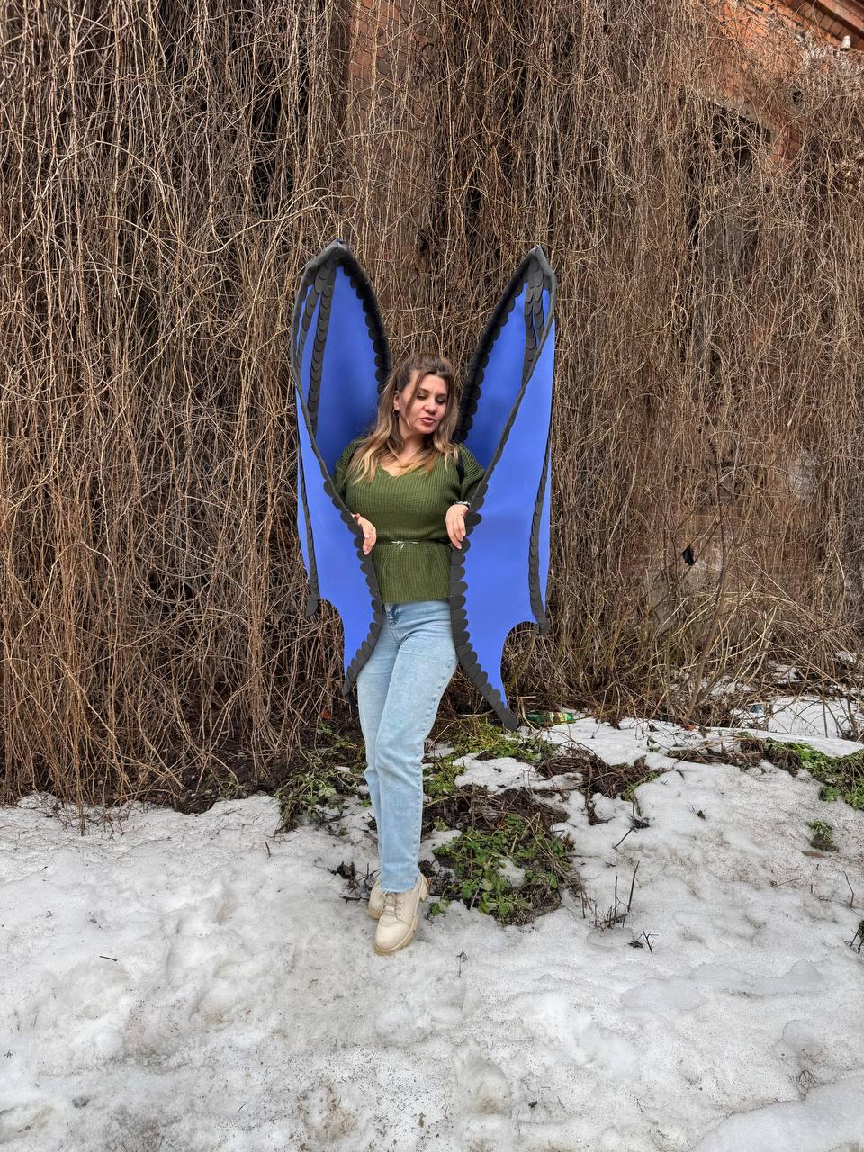Dragon Cosplay Wings with Demon Tail, Gothic Dark Angel Costume, Big Black Bat Fairy Wings for Fursuit image 15