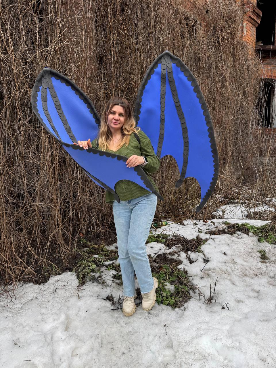 Dragon Cosplay Wings with Demon Tail, Gothic Dark Angel Costume, Big Black Bat Fairy Wings for Fursuit image 16