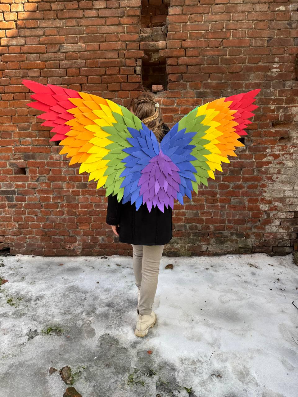 Rainbow Wings Costume, Pride Festival Fairy Wings Cosplay, Phoenix Bird Costume, LGBT Festival Costume image 10
