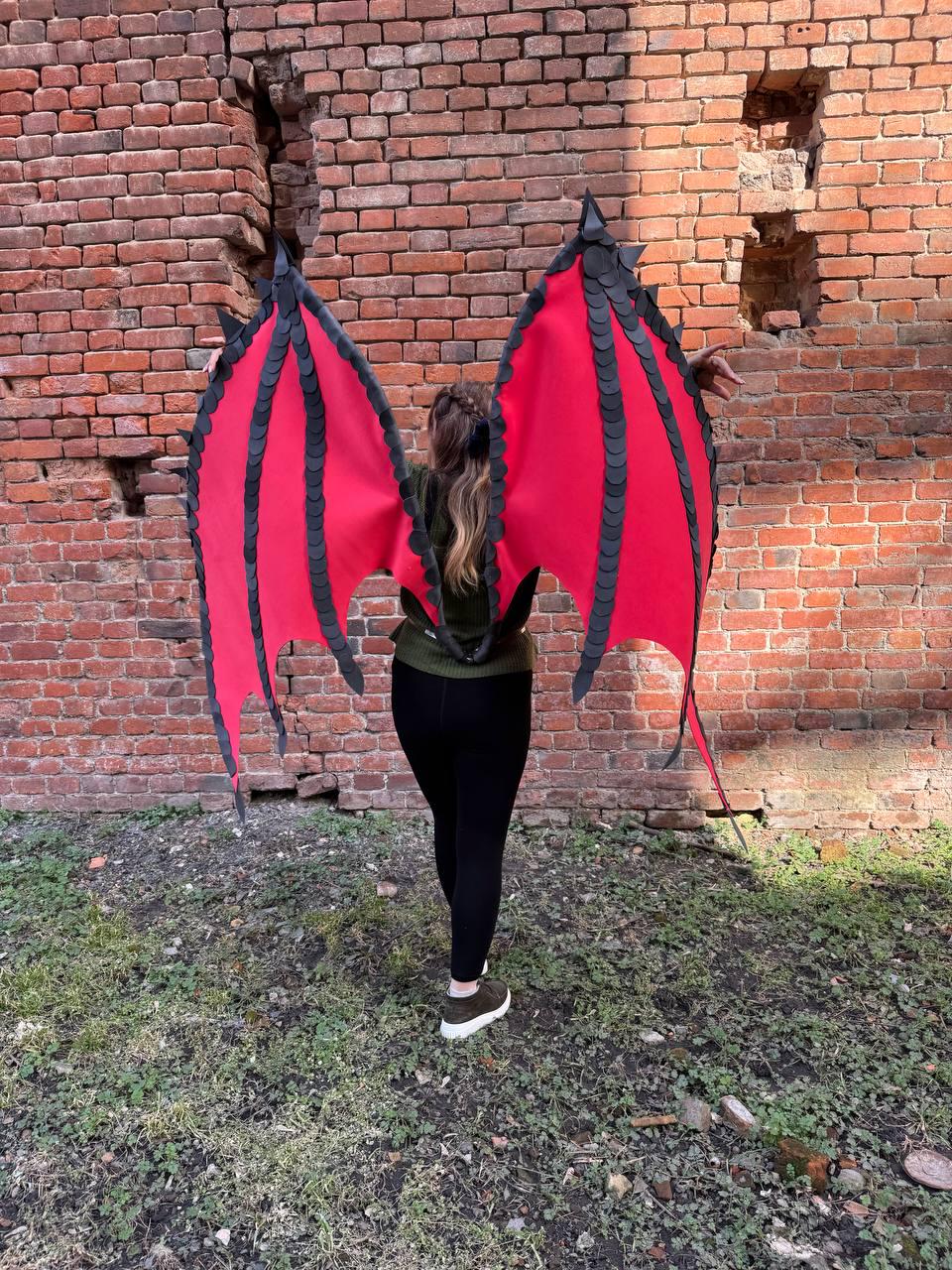 Red Dragon Wings with Spikes, Demon Bat Wings Cosplay, Large Fantasy Wings for Adults, Gothic Costume Wings, Fursuit Wings Custom image 11